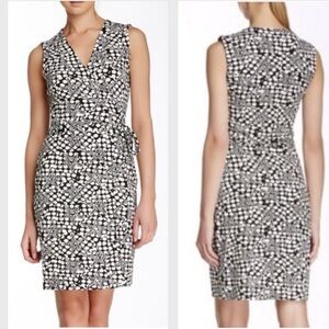DVF Diane Von Furstenberg Black/White Yahzi Short Polka Star Print Dress